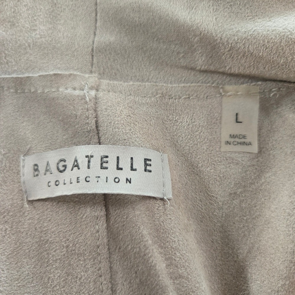 Bagatelle Collection Grey Faux Suede Draped Open Front Jacket Large 66678 - Picture 4 of 11